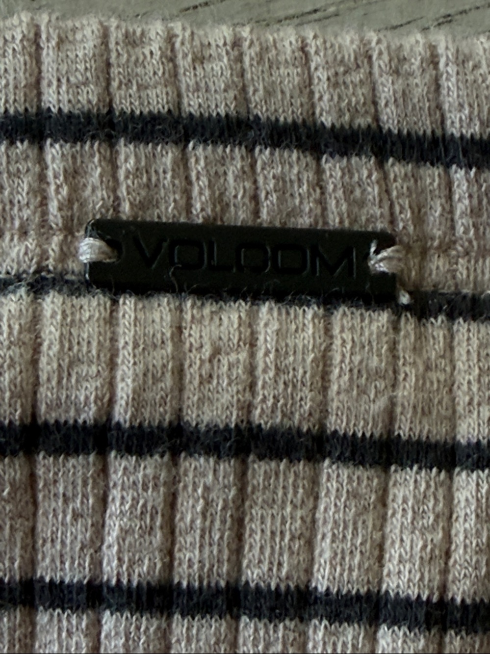 Volcom Beige and Black Ribbed Strapless Top - Picture 2 of 5